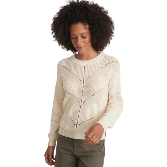 Marine Layer Cashmere Blend Olivia Crewneck Sweater White Small NWT - Picture 6 of 8